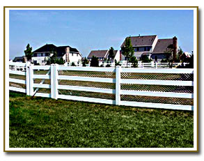 Ranch Rail White Fence with Mesh